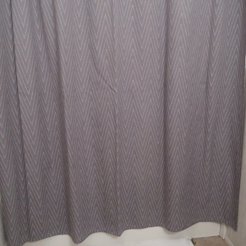 Elegant Threshold Gray Chevron Stripe Pattern Fabric Shower Curtain